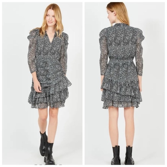 SUNCOO Chirel Shirred Metallic Dress in Carbonne - Picture 13 of 13